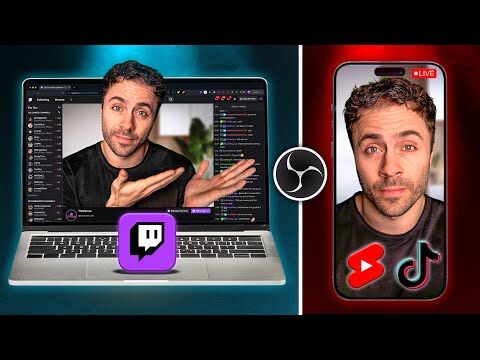 A streamer setup showing vertical streaming for Twitch, TikTok, and YouTube